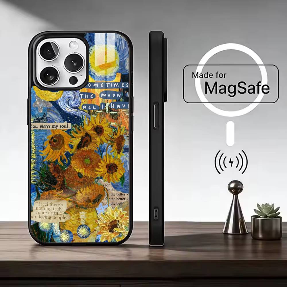Van Gogh A-Art Aesthetic Phone Case For iPhone17,16,15,14,13,12,11 Plus,Pro Magnetic For Magsafe Wireless Charging