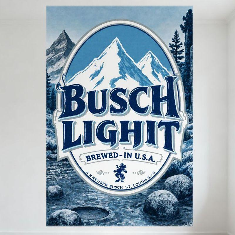 

Металлическая жестяная вывеска пива Busch Light, сине-белый заснеженный горный пейзаж, настенный декор для бара, клуба, мужской пещеры, домашнего паба, американская пивоварня 20x30cm（7.8x11.8inch）