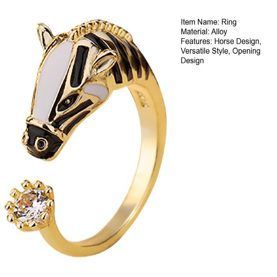 Finger Ring Horse Head Design Opening Adjustable Women Ring 2026 Year of Horse Ring Jewelry Accessories