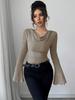 Designer Women's Asymmetrical Off-Shoulder Sweater: Slim-Fit Long-Sleeve Base Top for Spring and Autumn
