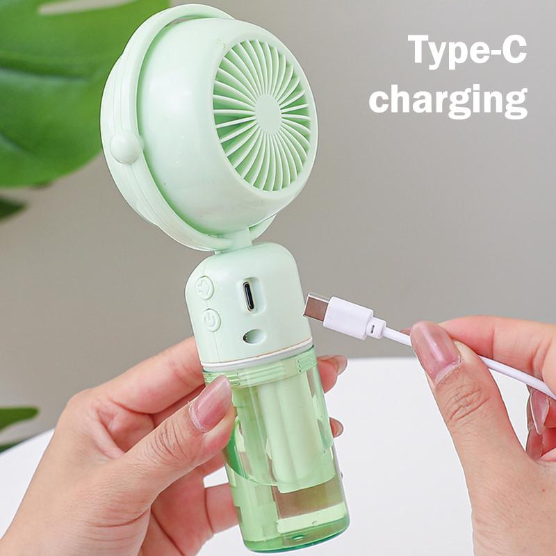 Rechargeable Handheld Misting Fan-Portable Battery Operated Water Mist Fan With 3 Adjustable Speed-Cooling Fan