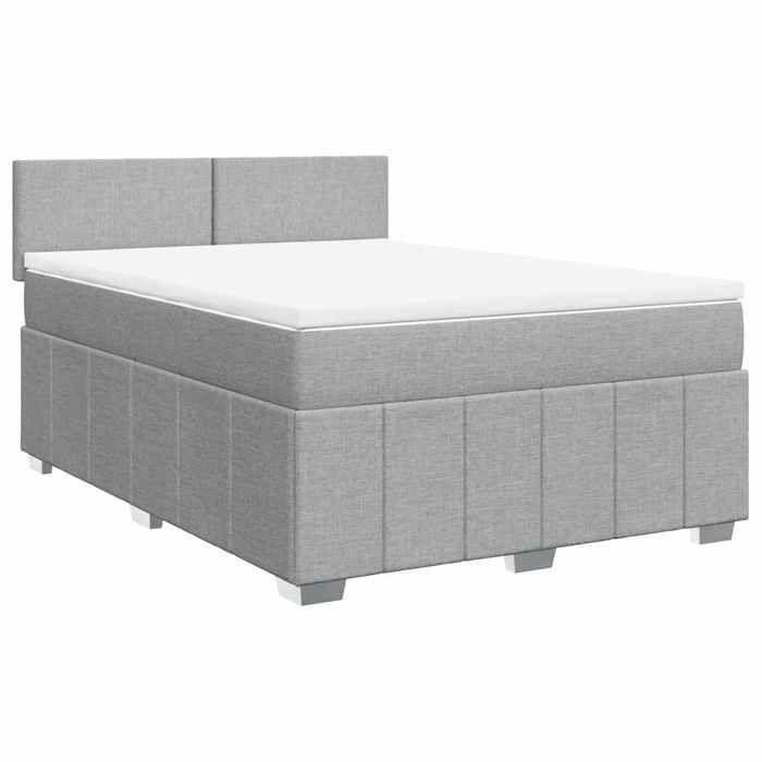 VidaXL Slat Bed Base with Mattress Light Grey 140x200cm Fabric 3289384