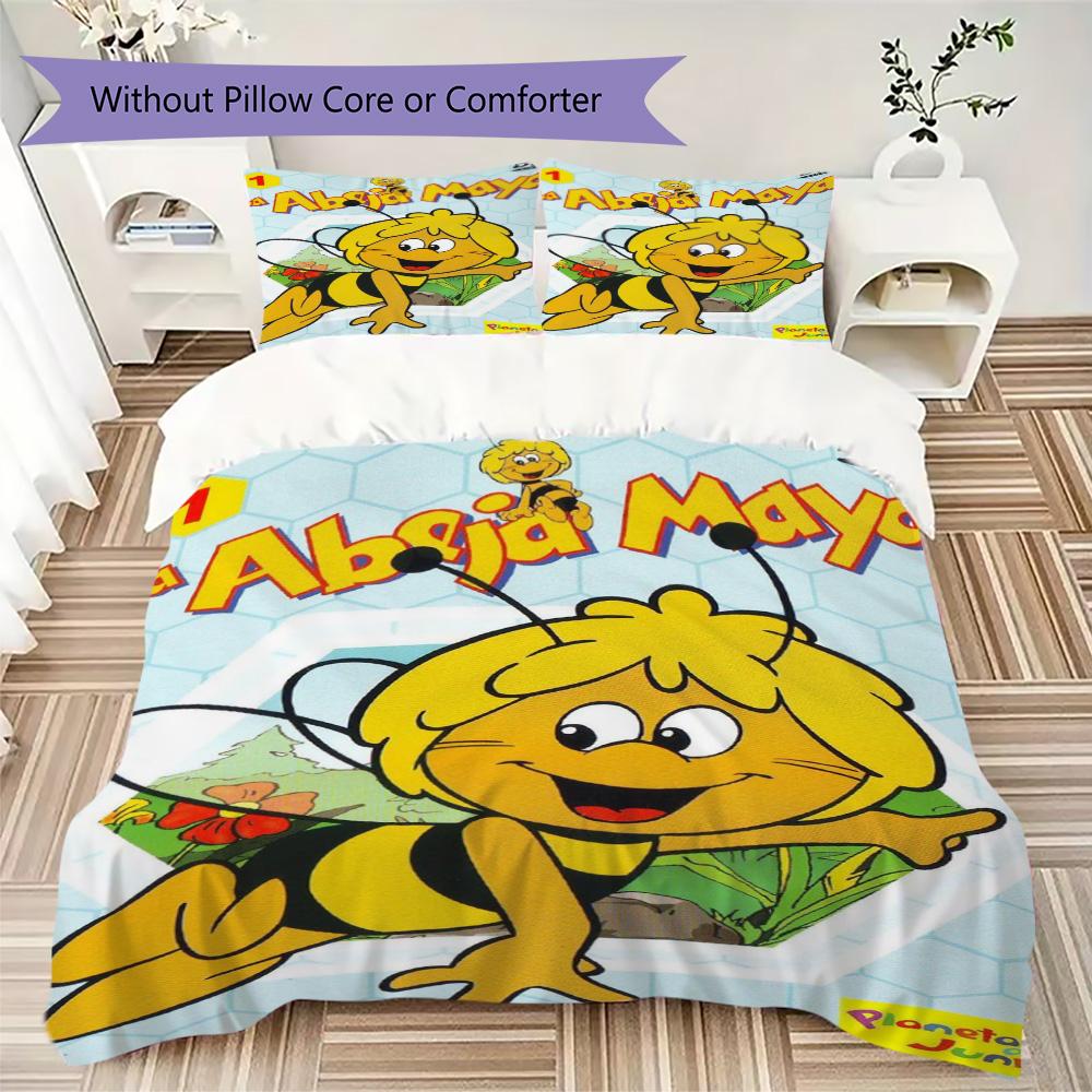 Cartoon bees and Maya Pattern Bedding,Quilt Set Quilt Cover Pillowcase Home Birthday Gift (1*duvet cover+2*pillowcase,without core)XSJT0917368