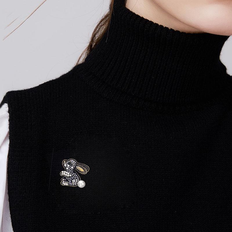 Bezaubernde Kaninchen-Perlenbrosche & Schalspange für Damen