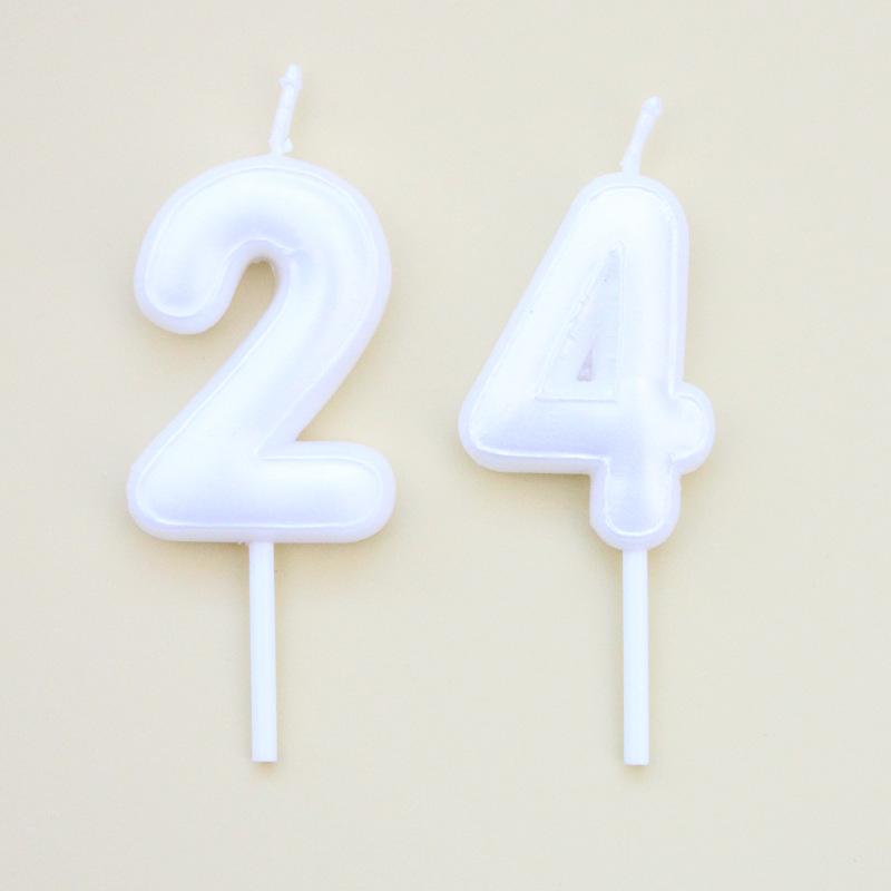 New Pearlescent Digital Birthday Candles 0-9 Baking Party Decoration Pink White First Year Cake Candles