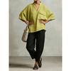 Women Loose V Neck Short Sleeve Cotton Linen Summer Shirt