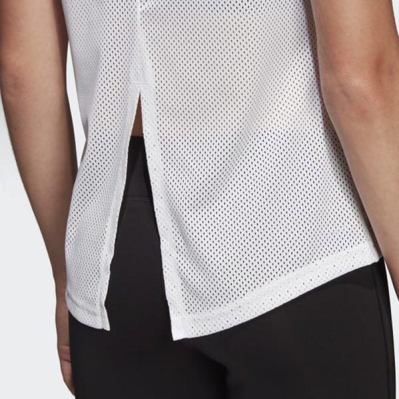 Adidas W D2M 3S Tee Back Split Reflective Logo Lightweight Running Straight Leg Sports Short Sleeve T-Shirt Women Tops White DS8723