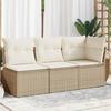 VidaXL Garden Sofa with Cushions 3 Seater, Seat with Cover, Patio Terrace Balcony Outdoor Furniture, Beige Resin 366076