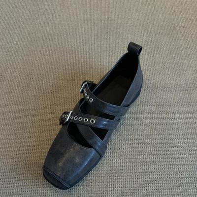 Fashionable Women's Shoes Square-toed Versatile Cross-strap Low-heeled Single Shoes