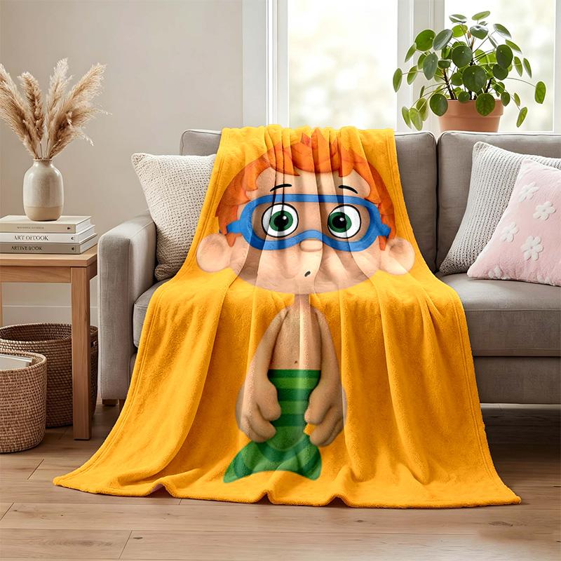 Bubble Guppies Blanket Flannel Blanket Soft Cozy Plush Throw for Sofa Bed Lightweight Home Decoration