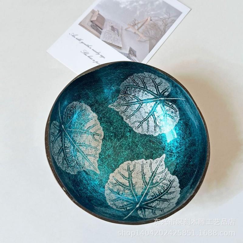 Vietnamese Coconut Shell Bowl Decorative Serving Dish Snacks Nuts Candy Home Decor Storage