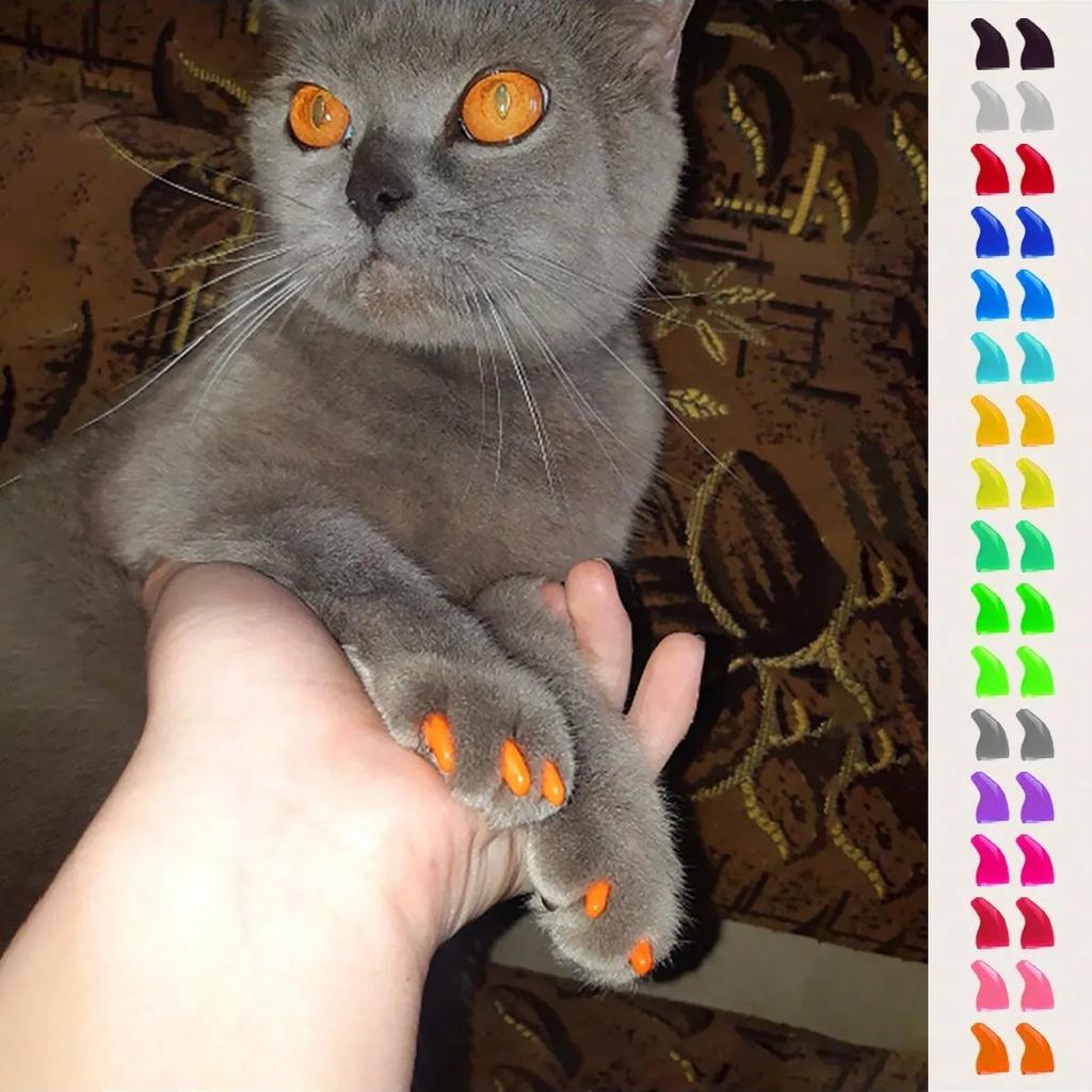 20 szt. - Miękkie nakładki na pazury dla kotów + 1x Klej + 1x Aplikator /* XS, S, M, L, osłonka, kot, łapa, pazur, ztp */