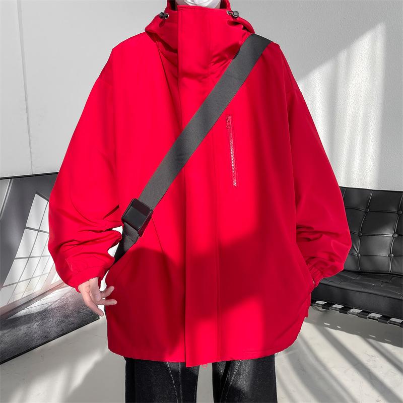 

Европейская и американская хип-хоп куртка-инструмент мужская весенняя американская ретро-дизайн с капюшоном куртка гонконгский трендовый топ 5XL красный