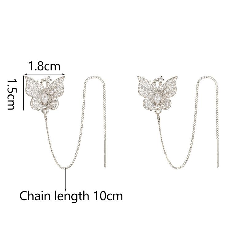 Bling Rhinestone Butterfly Ear Clip Earrings 2 Pieces Anti-Lost Holder for Wireless Earphone Female Prom Gift