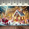 1 Piece, Multifunctional Banner for Holiday Christmas Carnival - Enchanting Winter Scene with Gingerbread House and Sled