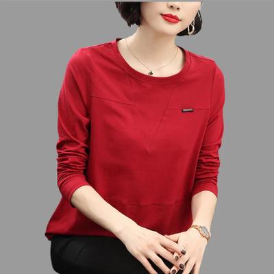 Long-sleeved Pure T-padded Women's Loose 2025 Autumn Winter New Style Belly-covering Versatile Fashion Top Base Shirt