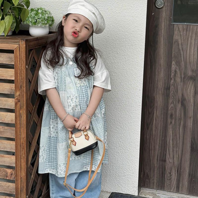 Trendy Korean Style Mini Shell Bag For Kids Unisex Fashionable Color Block Design