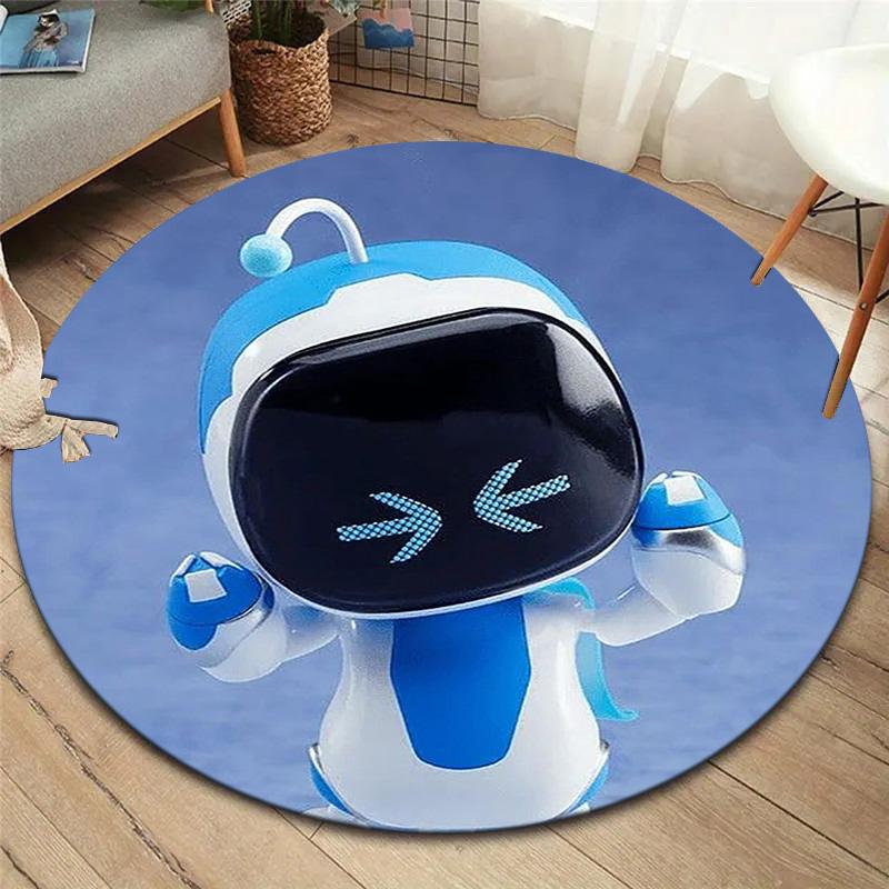 Tappeto Rotondo ASTRO BOT, Tappeto per Soggiorno Camera da Letto Divano Sala Giochi Decorazione, Tappetino Antiscivolo