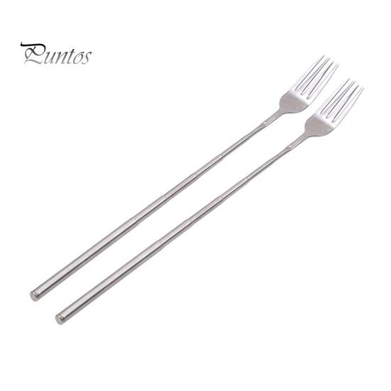 

Набор из 2 телескопических вилок из нержавеющей стали, регулируемая выдвижная вилка длиной от 8,7 до 25,6 дюймов, выдвижная длинная ручка, вилка для барбекю и фруктов Fork