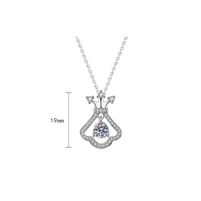 Real Moissanite Necklace Top Quality 925 Sterling Silver Crown Skirt Pendant Necklaces For Women Bride Sparkling Wedding Jewelry