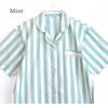 Cotton Pajama Soft and Short Size Summer Women's 100% Set, Comfortable, Sleeve, Striped, Breathable, Navy, M,