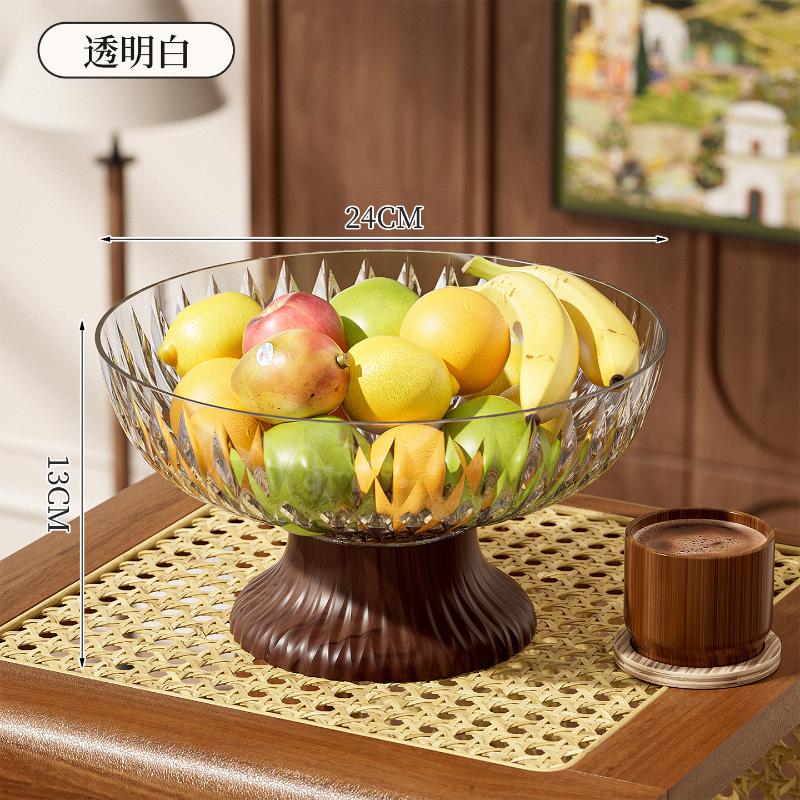 

Round Transparent High-Legged Fruit Platter Tea Table Saves Space And Drains Water Plate Household Kitchen Storage Tray белый