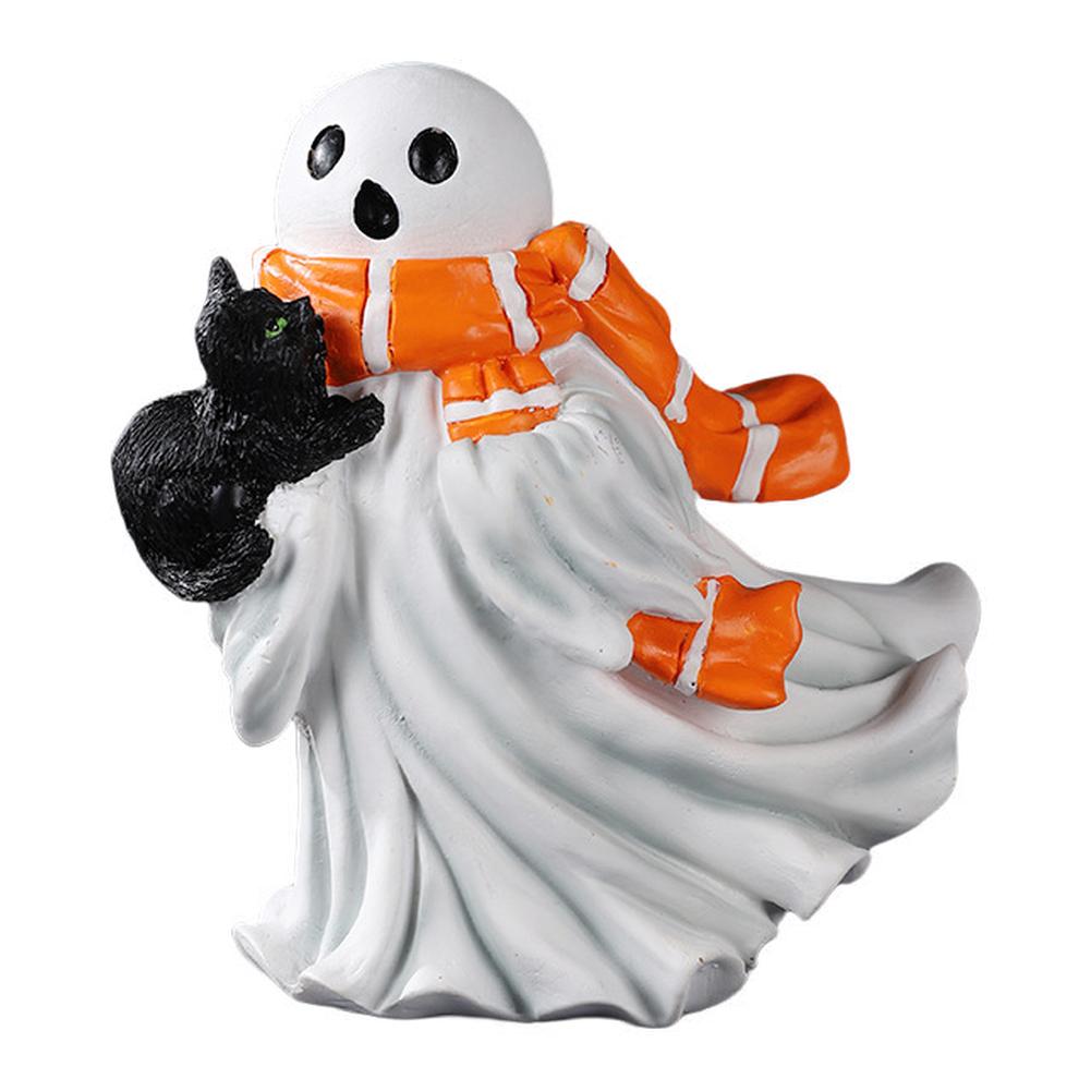 

Resin Halloween Decoration with Cute Ghosts and Black Cat Pumpkin Statue Suitable for Shelf Mantel and Tabletop Displays