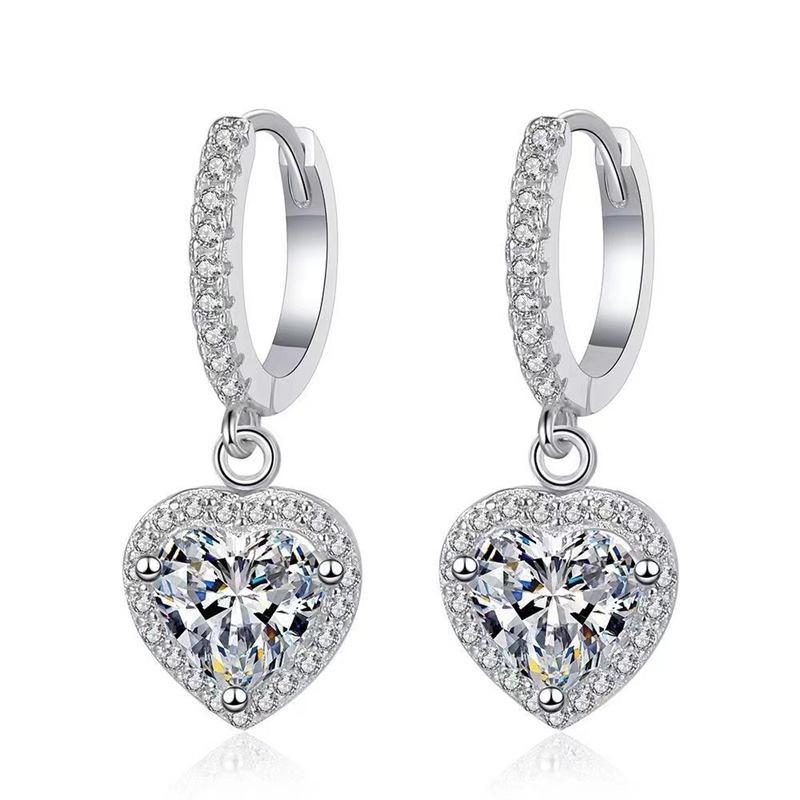 Platinum Moissanite Pavé Hoop Earrings with 2-4 Carat Irregular Cut Studs