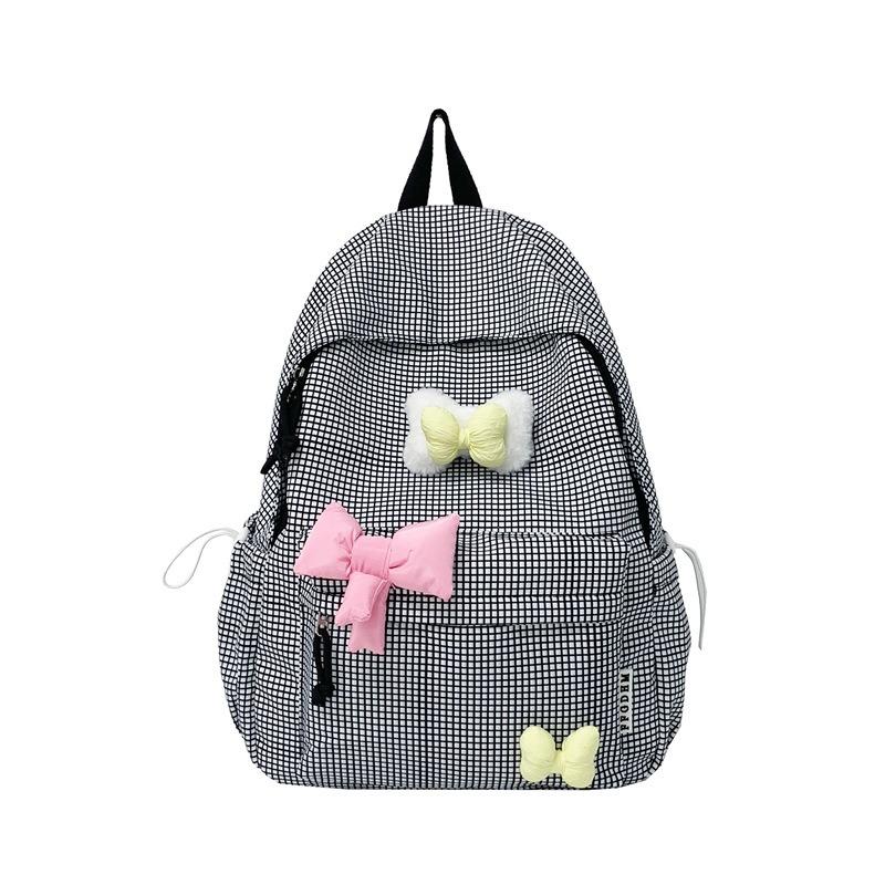 School Bag Autumn New Small Fresh Plaid Primary School Bag Junior High School Cute Girl Contrasting Colors To Reduce the Burden Travel Backpack