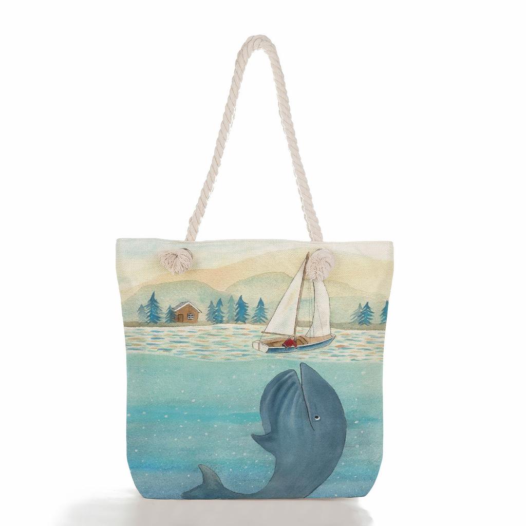 Wal-Mädchen Druck dickes Seil Einzel-Schulter Strandtasche 7271 CLE