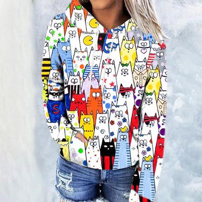 Women's Cat Cat Series Digital Trend Printed Hoodie