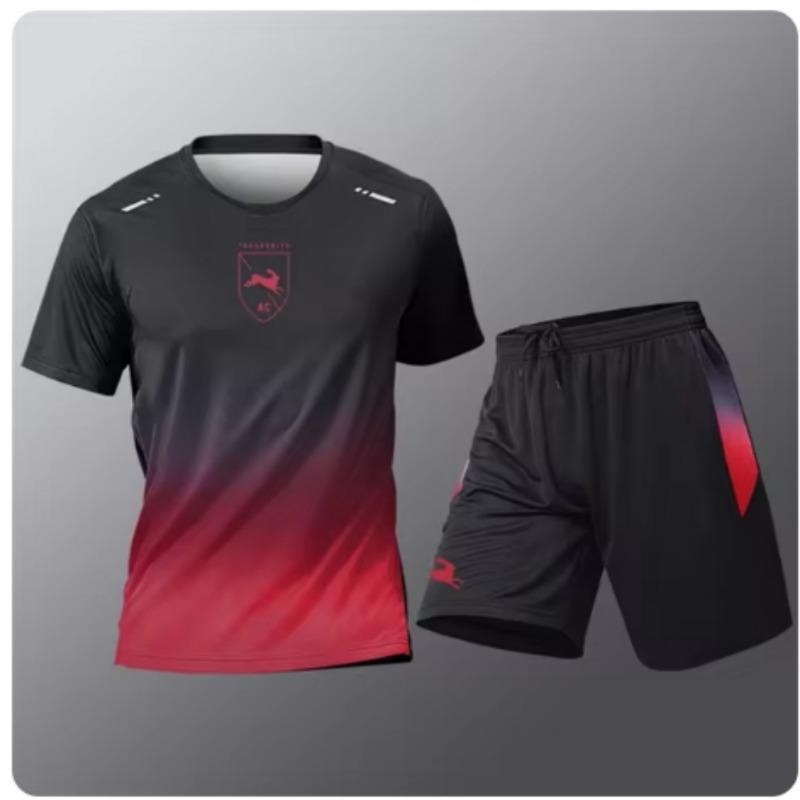 Sommer Fitness Herren Laufshirt mit kurzen Ärmeln + Shorts Zweiteiliges Set Sportbekleidung Lässig Fitness Sport Schnelltrocknende Sets