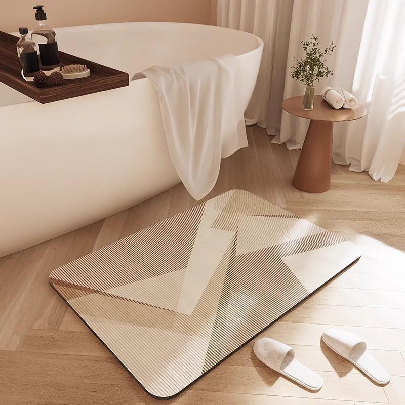Modern Minimalist Floor Mat Kitchen Bathroom Shower Room Absorbent Quick Drying Carpet Wear-resistant Non-slip Easy To Maintain