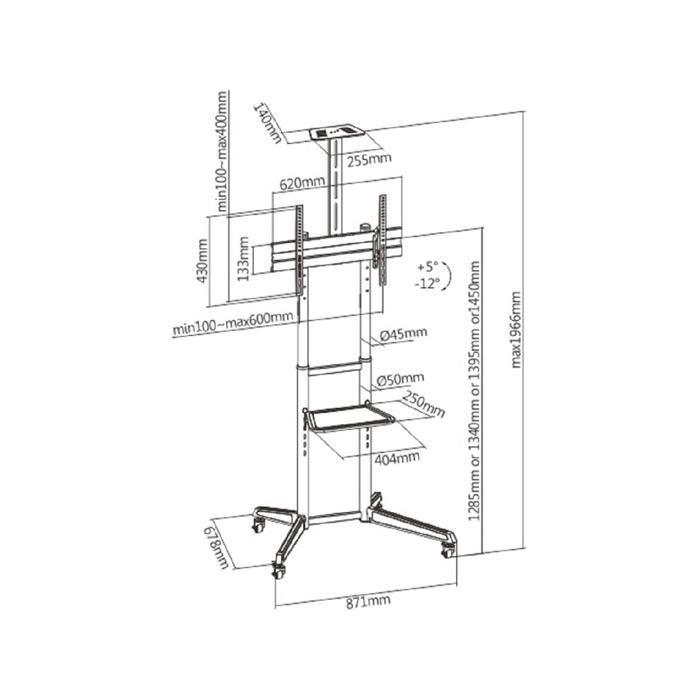 Support TV - EWENT - EW1539 - 50 Kg - Multicolor - 91 X 87,1 X 39 Cm