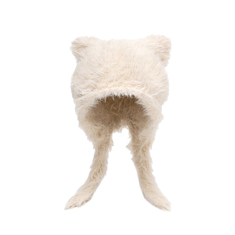 Plush Bear Hat Women's Autumn Winter Hat Ear Protection Hat Warm Wool Hat