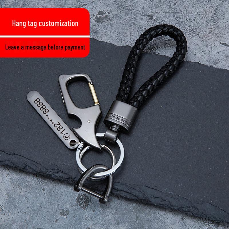 Men's High-End Woven Rope Keychain: Anti-Lost Key Ring for Cars & Motorcycles