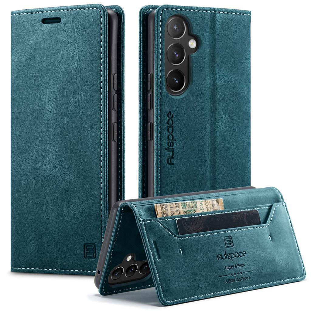 Premium Vintage Leather Wallet Case for Samsung Galaxy A15 4G/5G - RFID Protection Flip Cover with Card Slots, Shockproof Retro Style (4 Colors)