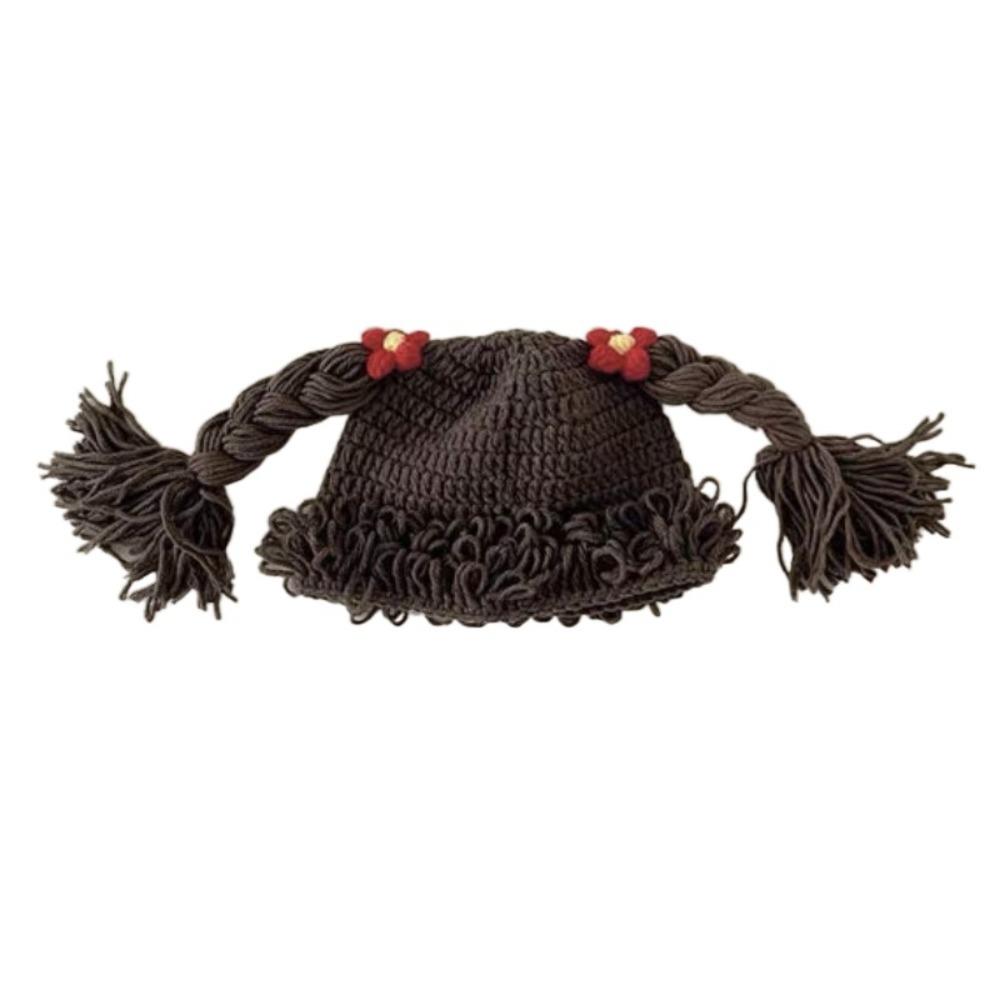 Breathable Baby Braid Wig Hat Windproof Newborn Headgear Fashion Kids Knitted Hat Winter