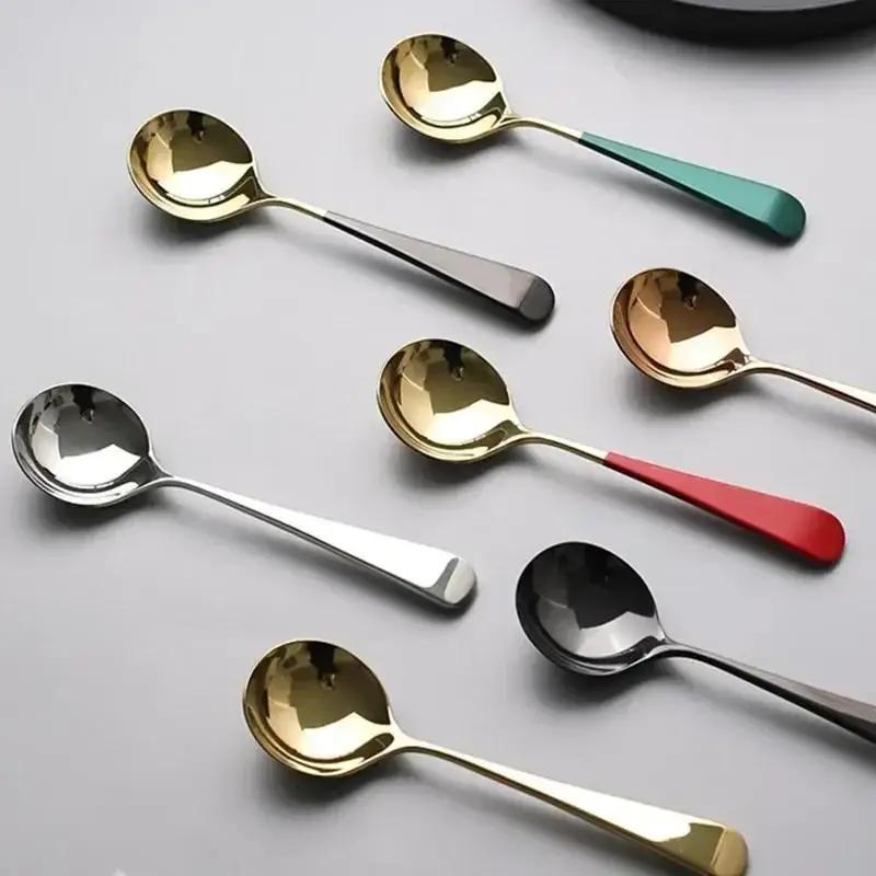 Household Kitchen Tableware Small Tools Golden Silver Stainless Steel Tableware Dessert Teaspoons Coffee Accessories Teaspoon