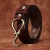 Thickened Vegetable Tanned Cowhide Belt Men's Genuine Leather Copper Hook Retro Personalized Trendy Pants Belt Universal Weave