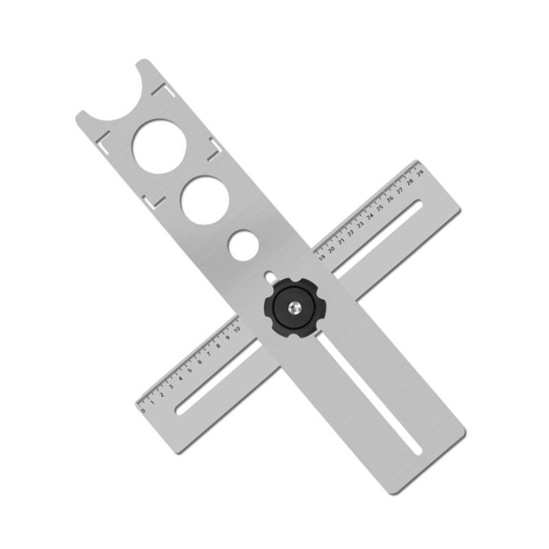 40cm Ceramic Glass Tile Hole Locator Ruler for Multiple Tile Size Stainless Steel Adjustable Measuring Punching Tool