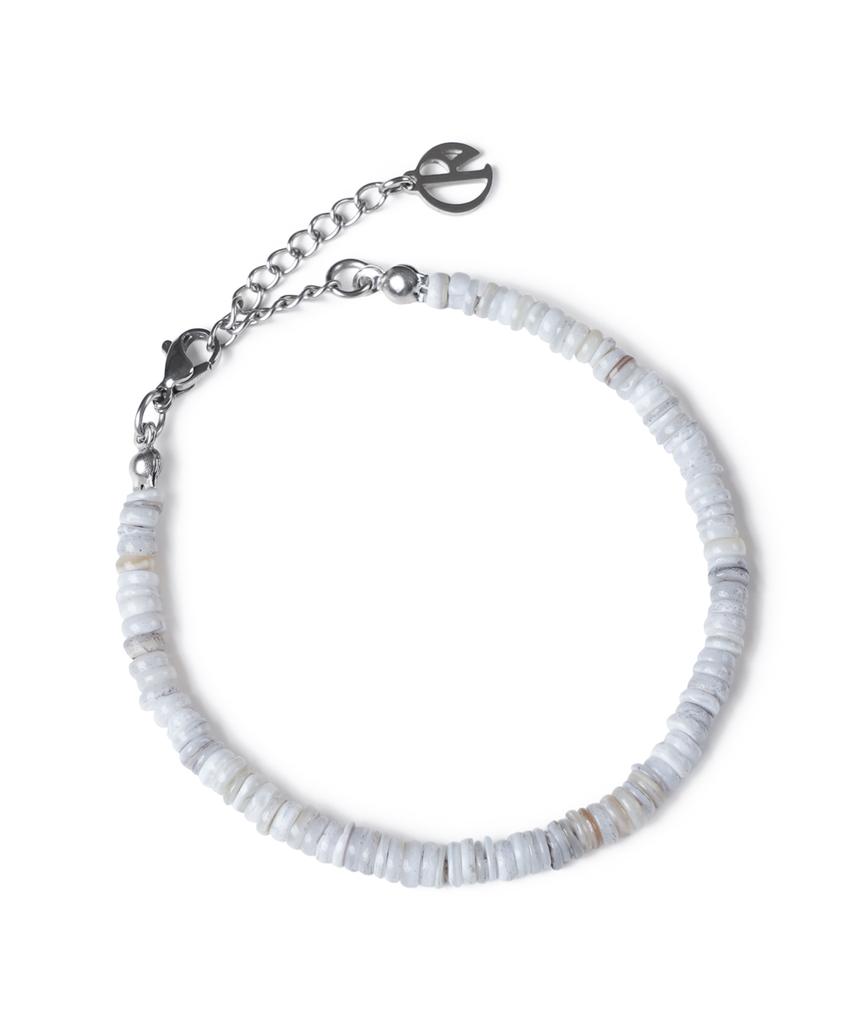 Decoroso Unisex Minimal Mother-Of-Pearl Bead Bracelet [Light Gray]