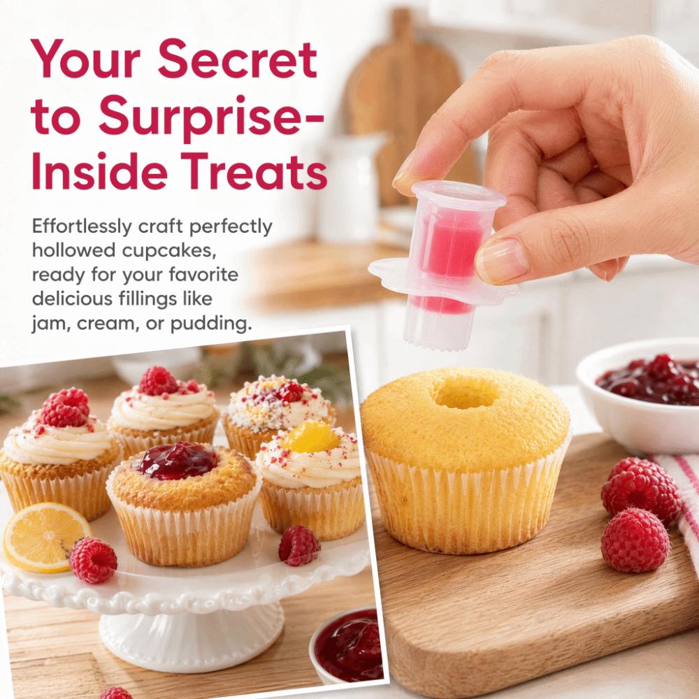3pcs Pink Cupcake Corer Plunger Plunger Mechanism Cream Filling Decorating Tool Home DIY Baking