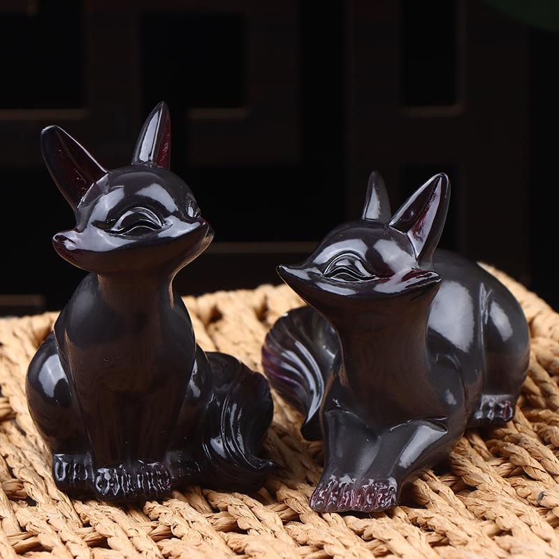 Cute Fox Color-Changing Tea Pet Ornament Creative Tea Ceremony Accessories Home Desktop Small Fox Figurines Decoration