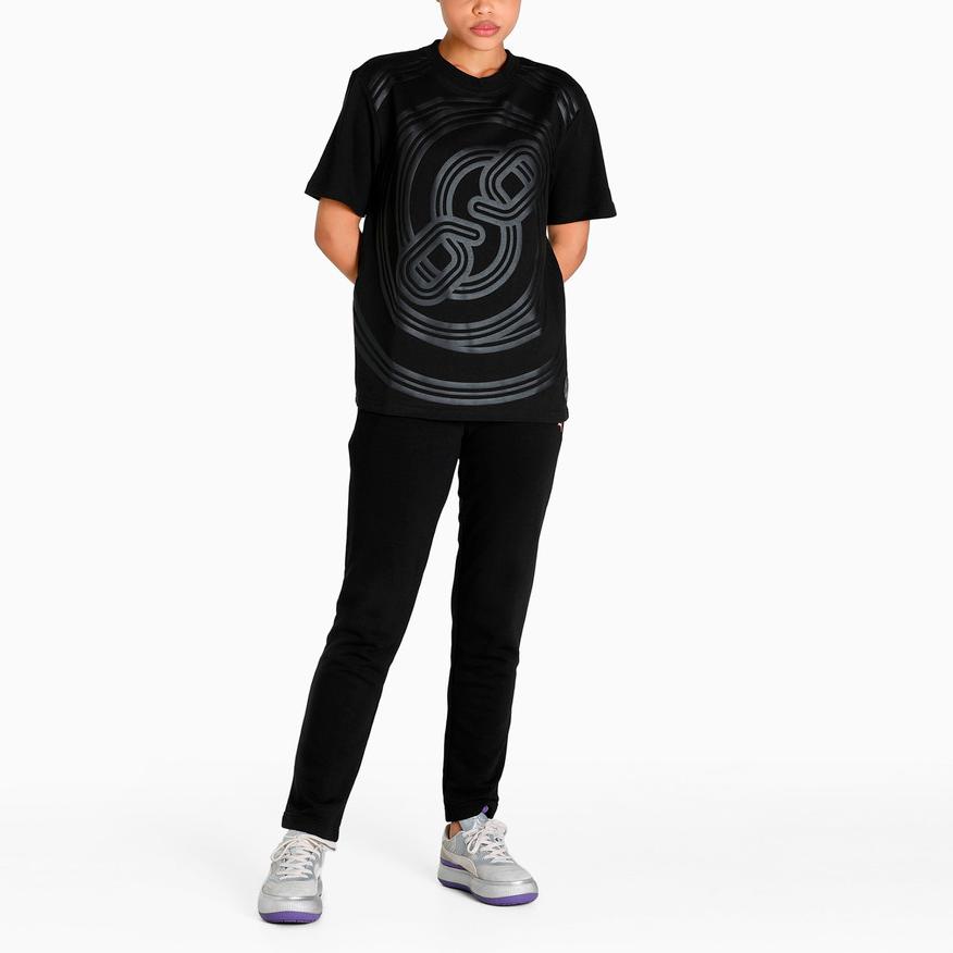 Puma X Uttale W Grafisk T-skjorte Rund Hals Kort Ermet T-skjorte Dame Topper Svart 534039-01