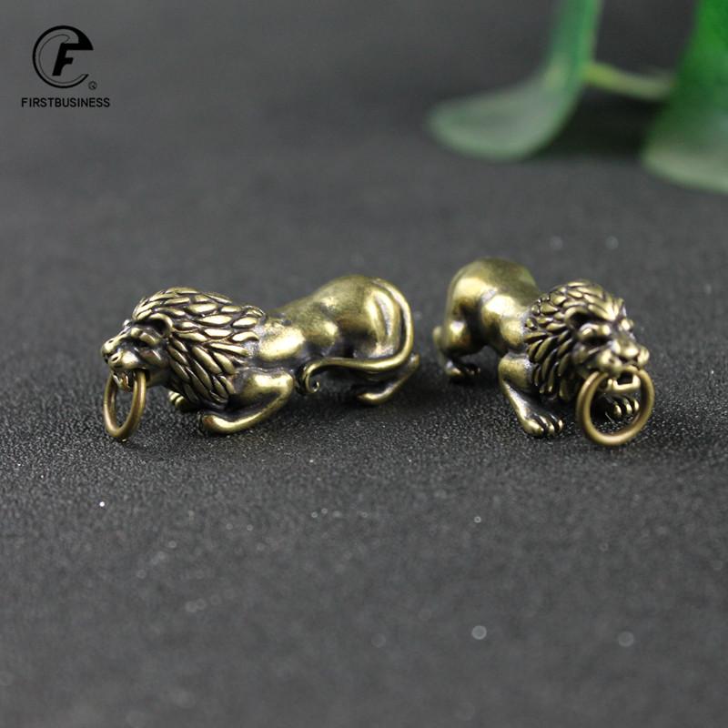 Retro Copper Lion Figurines Miniature Desktop Decoration Ornament Brass The King of Grassland Animal Statue Home Decor Accessory