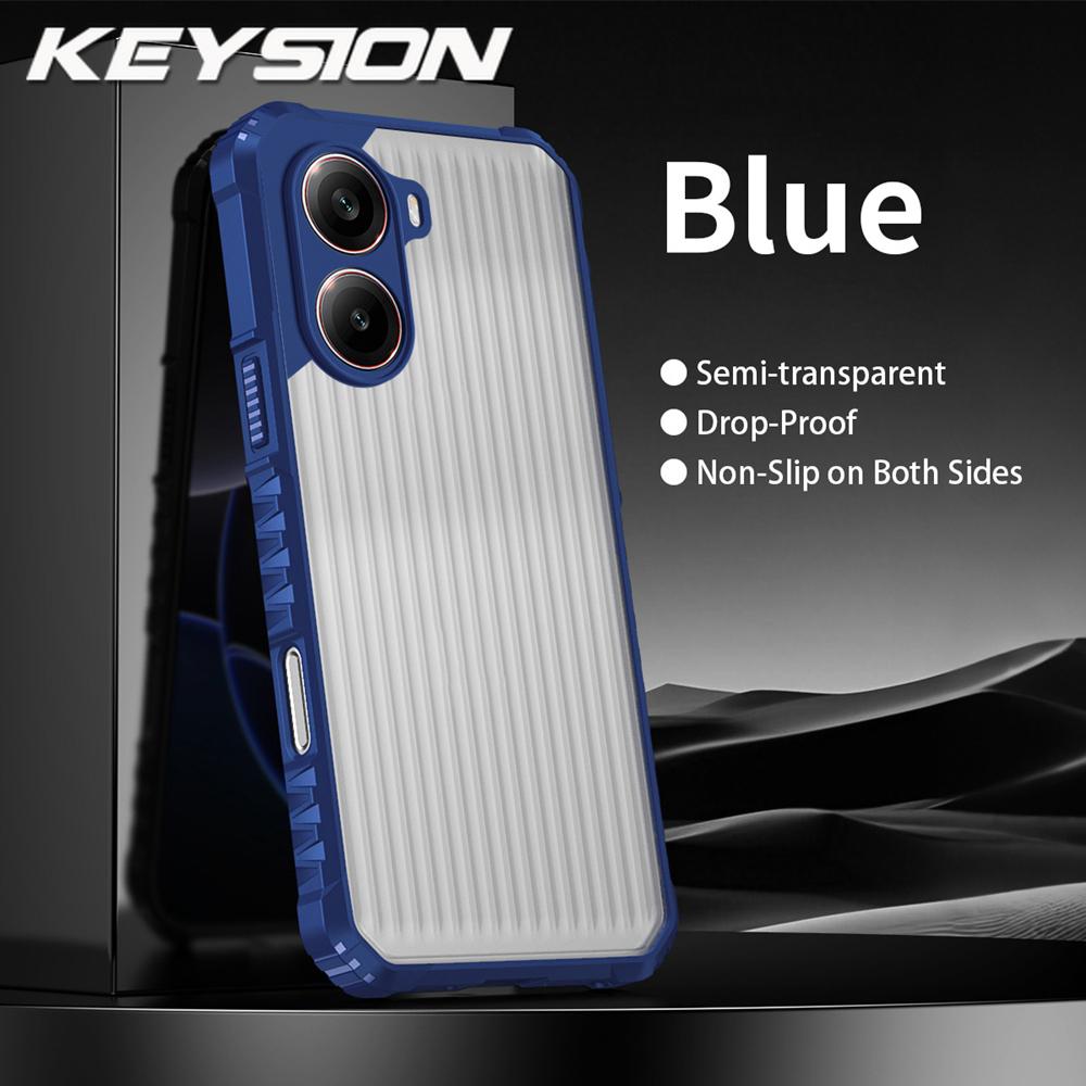 KEYSION Heavy Duty Shockproof Phone Case for Xiaomi POCO X7 Pro Soft Silicone+PC Translucent Matte Back Cover for Redmi Turbo 4