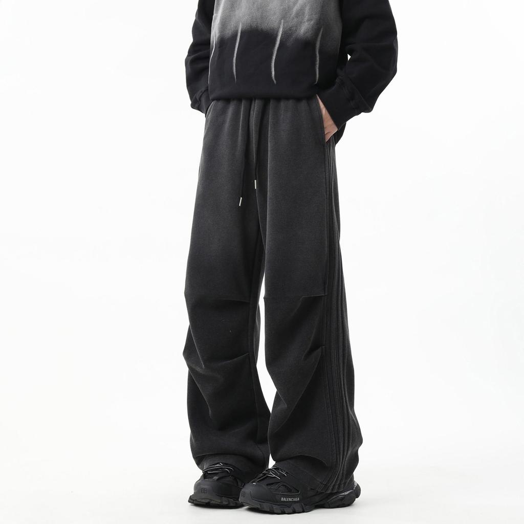 Unisex Retro Wide-Leg Sweatpants - Autumn/Winter Casual Streetwear