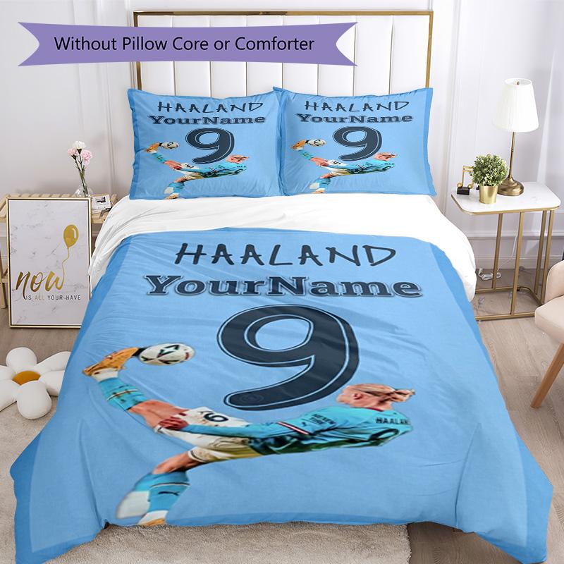 Haaland 45 Customize Your Name Bedding Set Breathable Duvet Cover with Pillowcases Home Decoration Birthday Gift