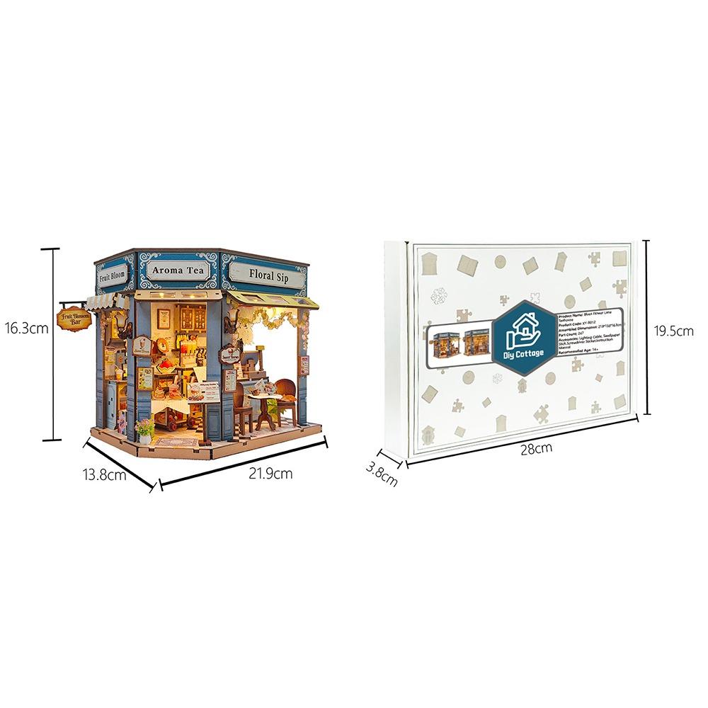 DIY Mini Dollhouse Kit LED Light 3D Puzzle Building Model Craft Wooden Miniature House Adult